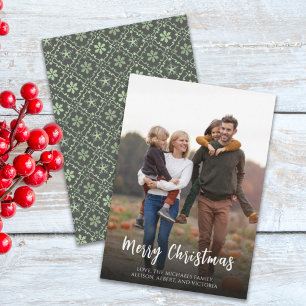 Christmas Holiday Green Snowflake Elegant Pattern Card