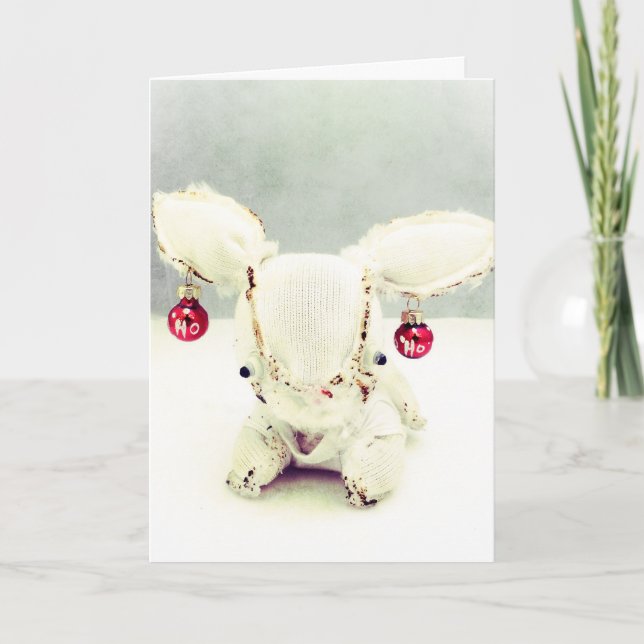 Christmas Holiday Greeting Card with Aldo a rabbit (Front)