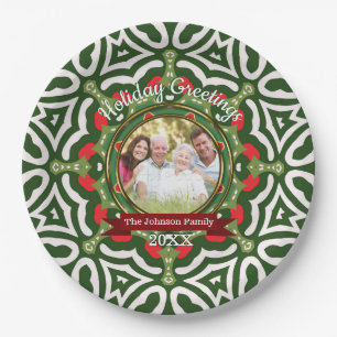 Christmas Holiday Greetings Family Photo Keepsake Paper Plate