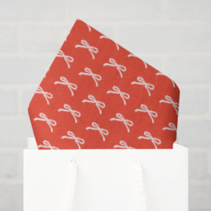 Christmas Holiday Hand-drawn Red White Bows Tissue Paper
