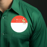 Christmas Holiday Hello Name Tag Badge Reindeer<br><div class="desc">*** Purchase the Matte Finish when using this sticker as a name tag*** This design may be personalised in the area provided by changing the photo and/or text. Or it can be customised by clicking Personalise this Template and then choosing the click to customise further option and delete or change...</div>