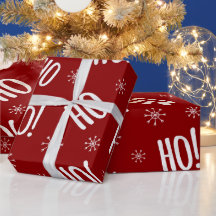 Christmas Holiday Ho Ho Red White Wrapping Paper
