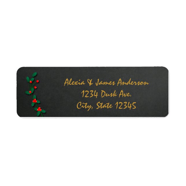 Christmas Holiday Holly Chalkboard Address Labels (Front)