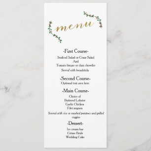 Christmas Holiday Holly Elegant Wedding Menu Card