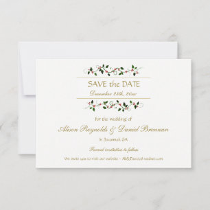 Christmas Holiday Holly Ivy Wedding Save the Date