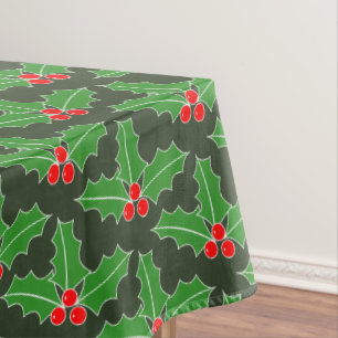 Christmas Holiday holly leaf pattern tablecloth