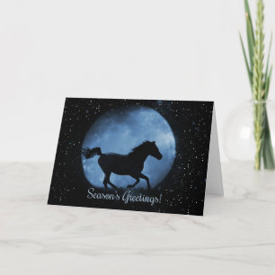Christmas Holiday Horse Seasons Greetings Moon Card