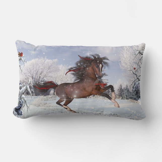 Christmas Holiday Horse Throw Pillow (Front)
