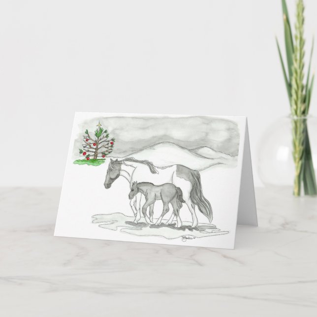 Christmas Holiday Horses Greeting Card (Front)