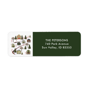 Christmas Holiday Houses Return Address Label