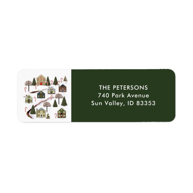 Christmas Holiday Houses Return Address Label (Front)