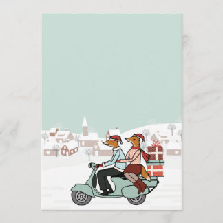 Christmas Holiday Invite - Foxes Ride a Vespa