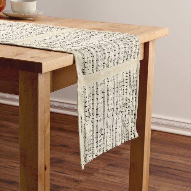 Christmas, Holiday, Jingle Bells, Sheet Music Short Table Runner (In Situ)