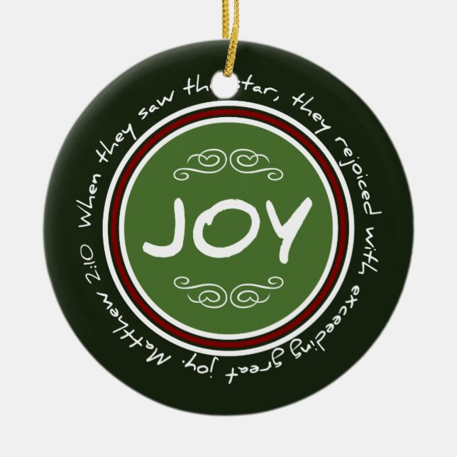 Christmas Holiday Joy Bible Verse Round Ornament (Front)