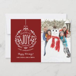 CHRISTMAS HOLIDAY JOY CHALK ART PHOTO CARD RED