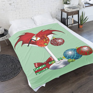 Christmas Holiday Joy Dragon Fleece Blanket