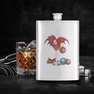Christmas Holiday Joy Dragon Hip Flask