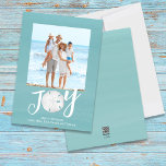 Christmas Holiday Joy Photo Simple Trendy Beach<br><div class="desc">This design features Christmas holiday modern Christmas holiday joy simple modern, nautical beach tropical vacation photo, family picture 1 one turquoise, and dollar coastal tropical ocean, seaside sea life turquoise teal, trendy stylish unique typography text, whimsical calligraphy script font, modern holiday island minimalist, Christmas holiday photo greeting cards, simple noel...</div>