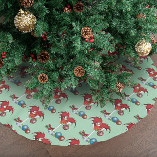 Christmas Holiday Joy Red Dragon Cocktail Cheer Brushed Polyester Tree Skirt