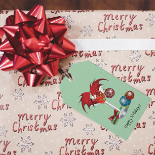 Christmas Holiday Joy Red Dragon Cocktail Cheer Gift Tags
