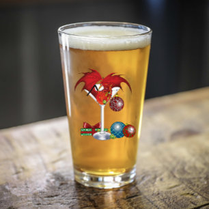 Christmas Holiday Joy Red Dragon Cocktail Cheer Glass