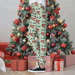 Christmas Holiday Joy Red Dragon Cocktail Cheer Leggings