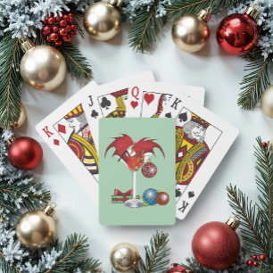 Christmas Holiday Joy Red Dragon Cocktail Cheer Playing Cards