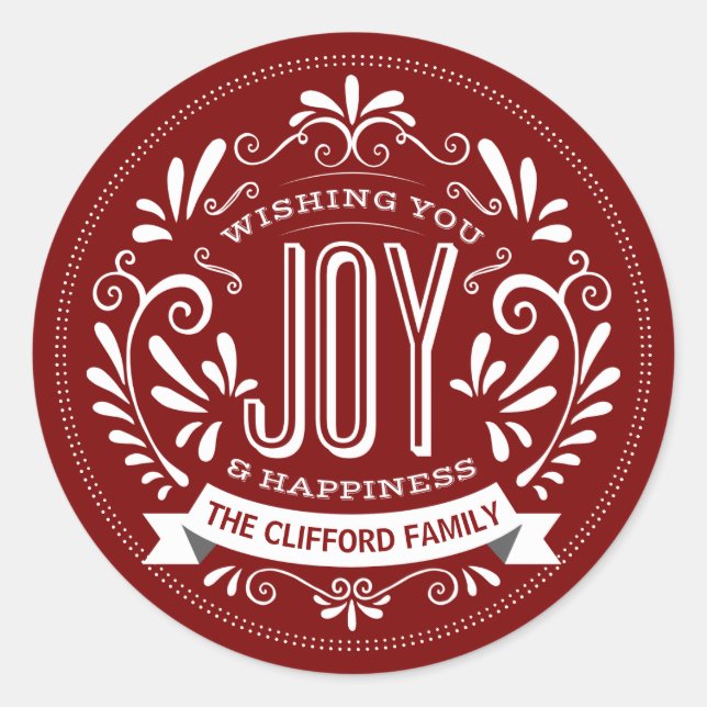 CHRISTMAS HOLIDAY JOY ROUND CHALK ART STICKERS (Front)