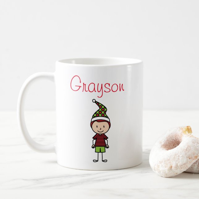 Christmas Holiday Kids Personalised Custom Name Coffee Mug (With Donut)