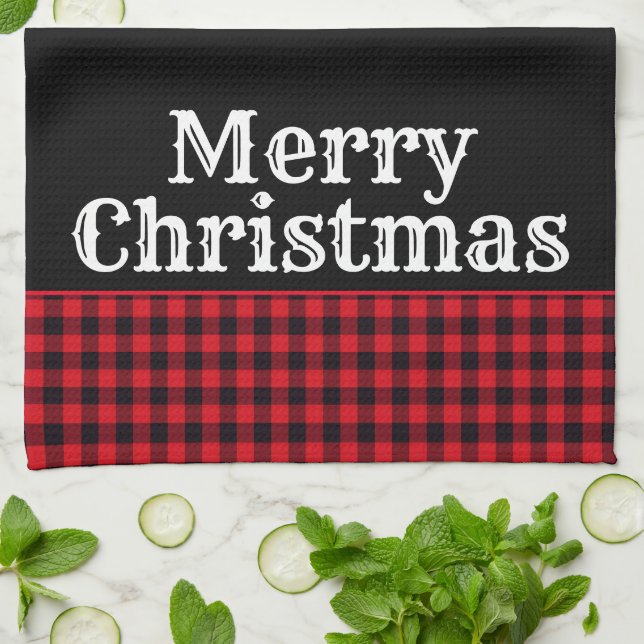 Christmas Holiday Kitchen Towel Buffalo Plaid (Folded)