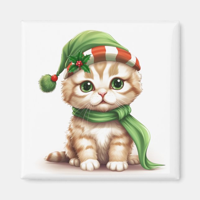 Christmas Holiday Kitten Magnet (Front)