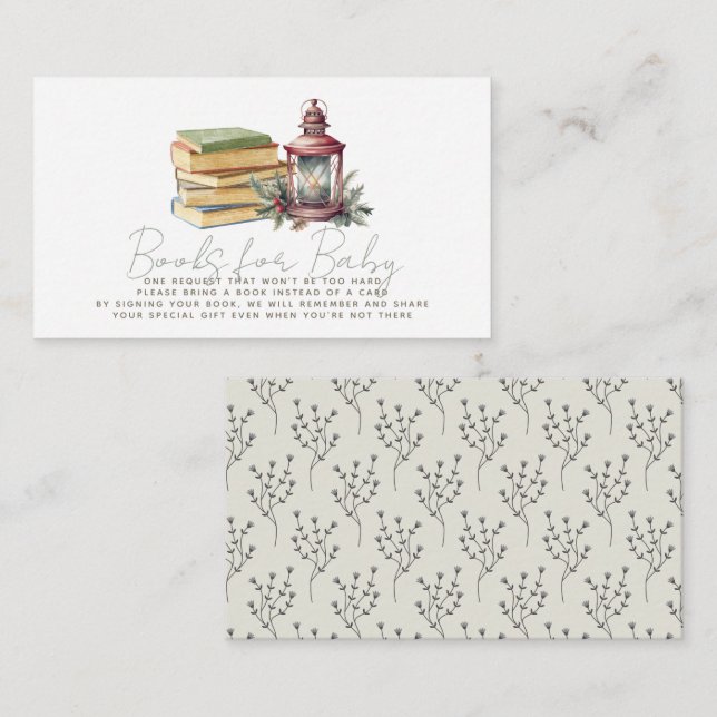 Christmas Holiday Lantern & Books Book Request Enclosure Card (Front/Back)
