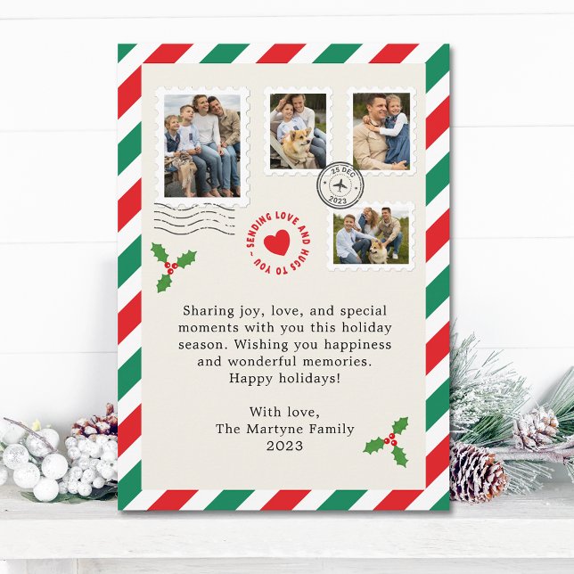 Christmas Holiday Letter Family Photo Collage Card (Creator Uploaded)