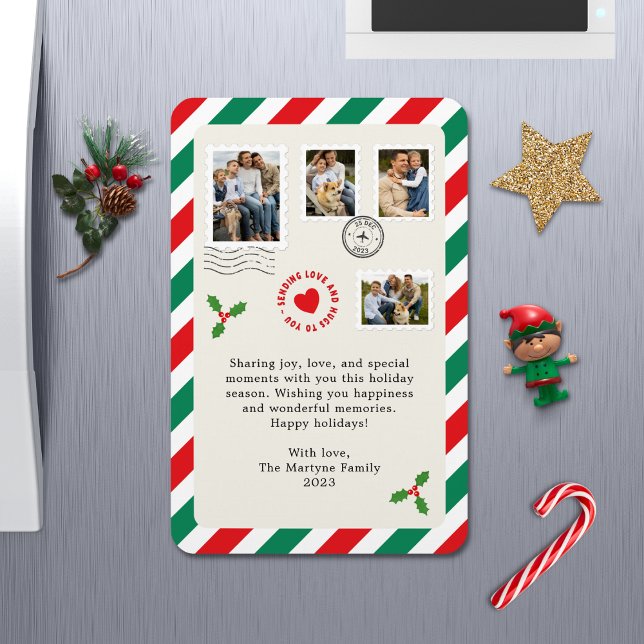 Christmas Holiday Letter Family Photo Collage Magnet (Creator Uploaded)