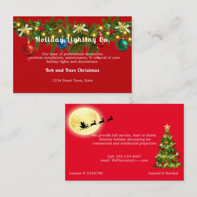Christmas Holiday Lighting Decorations Business Card (Front/Back)