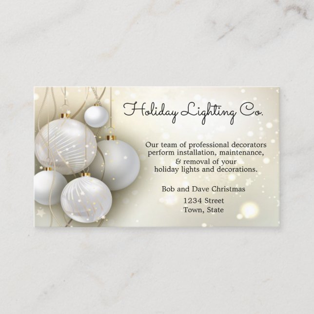 Christmas, Holiday Lighting, Decorations, Custom Business Card (Front)