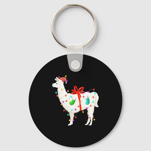 Christmas Holiday Llama Key Ring (Front)
