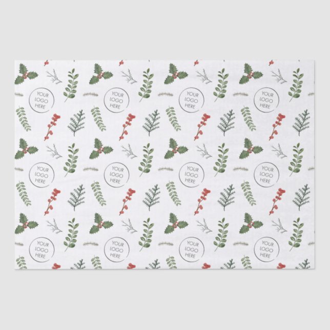 Christmas Holiday Logo Small Business Promotional Tissue Paper (Front)
