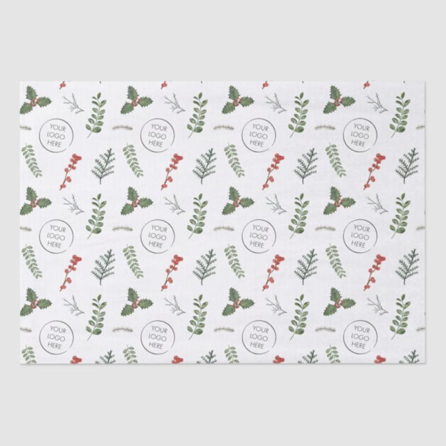 Christmas Holiday Logo Small Business Promotional Tissue Paper (Front)