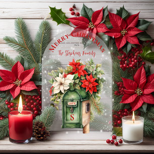 Christmas Holiday Mailbox Floral Monogram No-Photo Acrylic Invitations