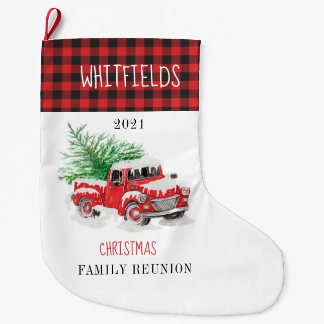Christmas Holiday Matching Family Matching Reunion Large Christmas Stocking (Front)