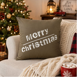 Christmas Holiday Merry Christmas Modern Grey Cushion
