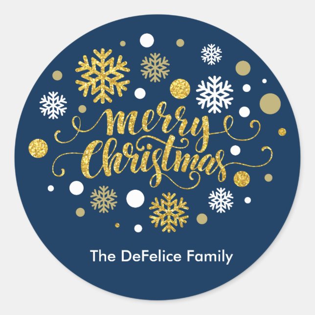 Christmas Holiday - Merry Christmas Shimmer Classic Round Sticker (Front)