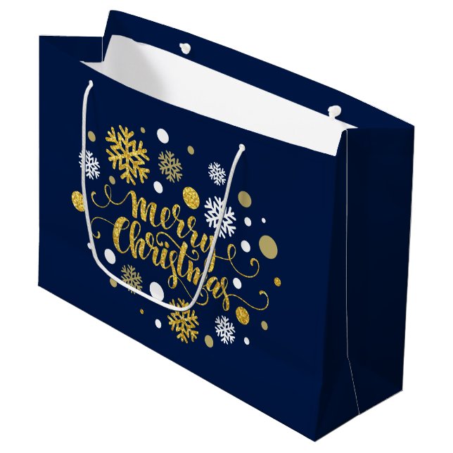 Christmas Holiday - Merry Christmas Shimmer Large Gift Bag (Front Angled)