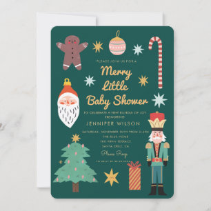 Christmas Holiday Merry Little Baby Shower Invitation