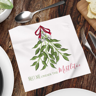 Christmas Holiday Merry Mistletoe Cute Whimsical Napkin