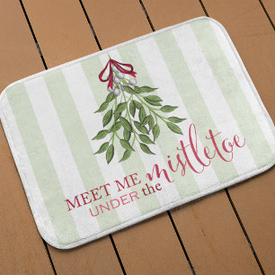 Christmas Holiday Merry Mistletoe Whimsical Fun  Bath Mat