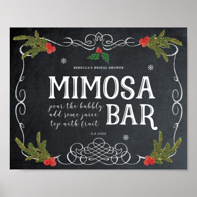 christmas holiday mimosa bar wedding sign (Front)