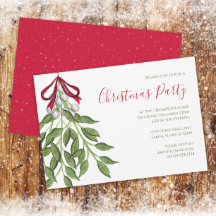 Christmas Holiday Mistletoe Botanical Greenery  Invitation