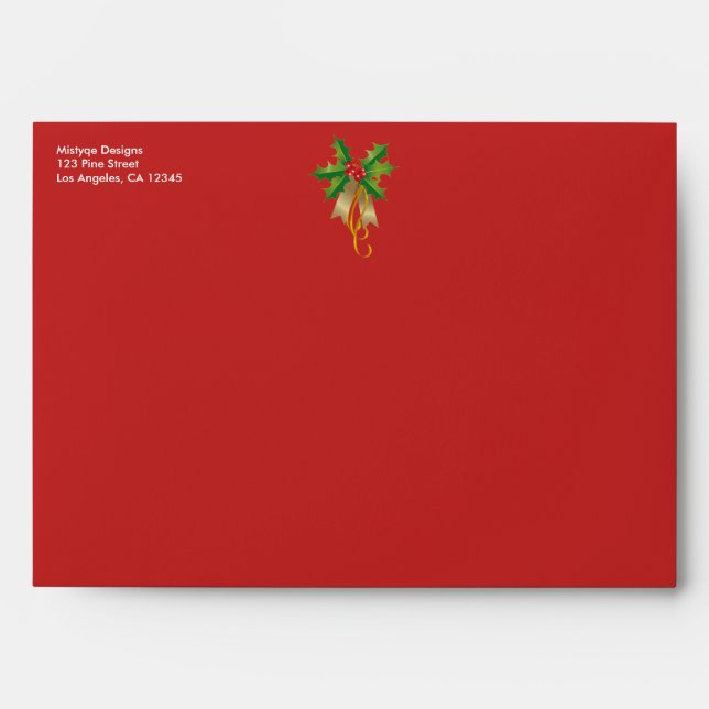 Christmas Holiday Mistletoe Bouquet Envelope (Front)